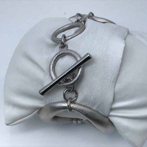 Rivka Friedman Bracelet Silver Tone Oval Link Togg - Picture 9 of 10